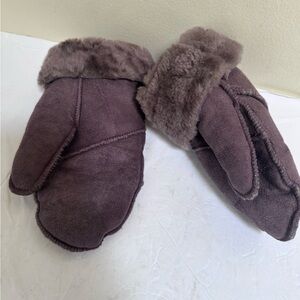 Hand Made NEW Shearling Sheepskins Fur Mittens Soft Warm Gloves Unisex Brown S